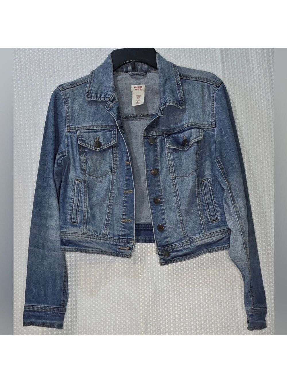Mossimo Cropped Trucker Jacket Classic Blue Jean Jacket Casual Layering - Picture 3 of 14